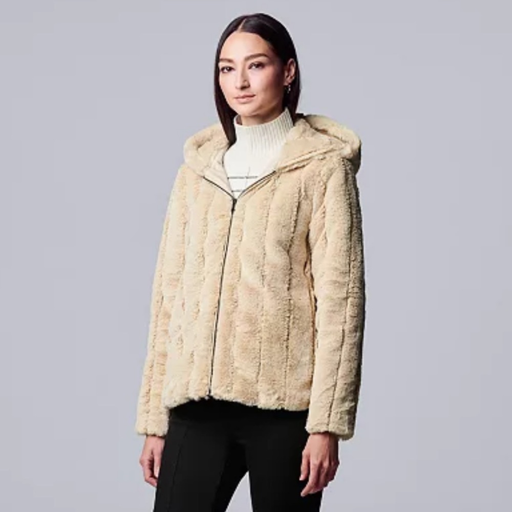 Hooded Faux Fur Jacket Simply Vera by Vera Wang #52